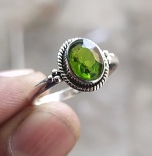 Green Peridot Solid 925 Sterling Silver Statement Handmade Ring, All Size M971
