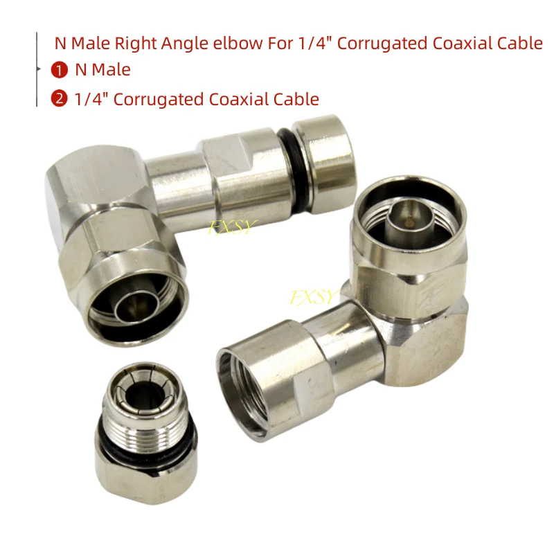 N Male Right Angle Elbow Connector Clamp 1/4" Corrugated Coax Cable LDF1-50 - Image 2 of 3
