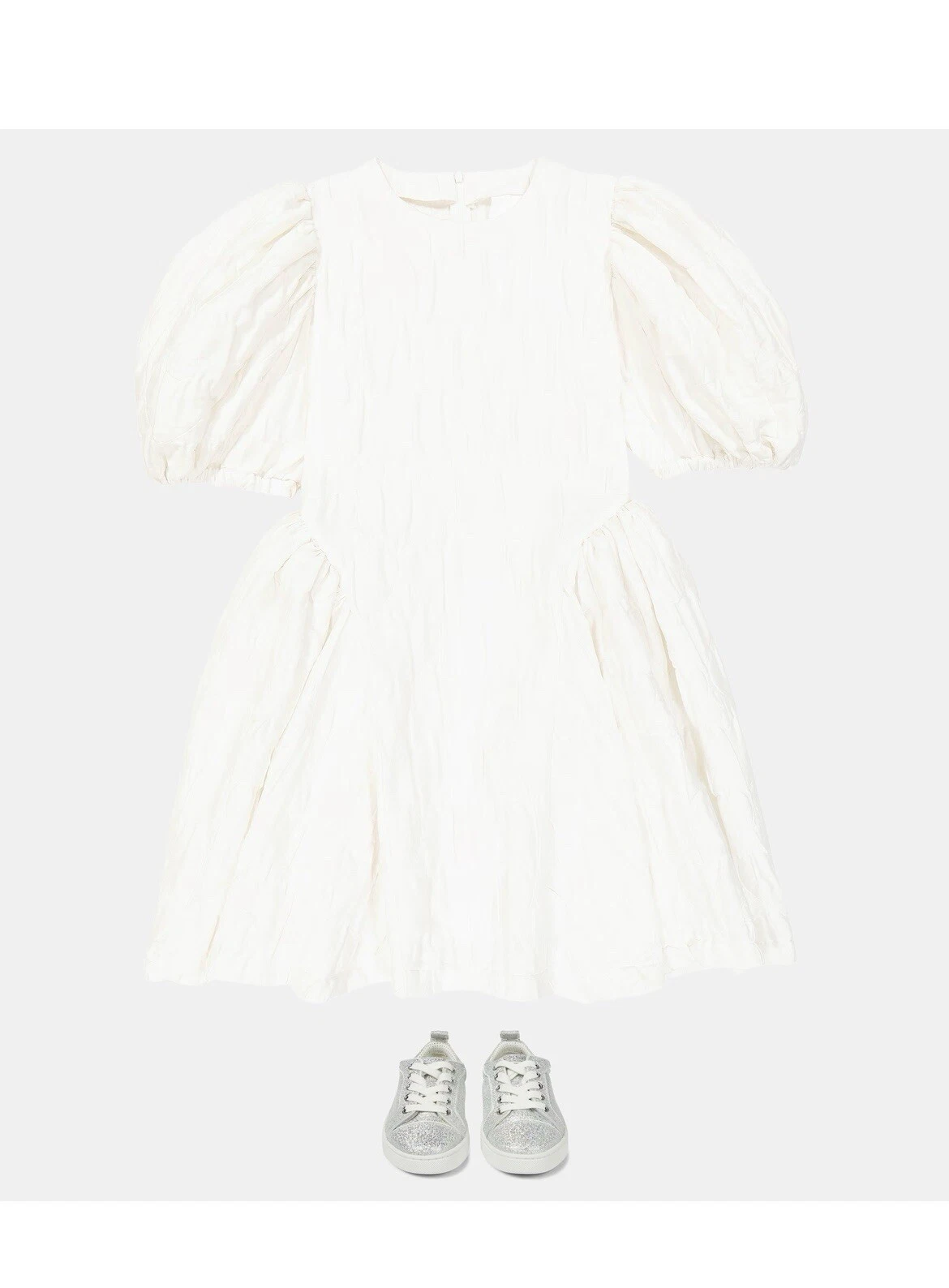 OFF WHITE Abito Caroline Bosmans bianco sporco cuore puff taglia 12