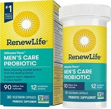 Renew Life Ultimate Flora Mens Care Probiotic 90 Billion CFU 30 Capsules; (Packa