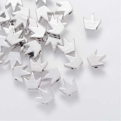 8MM Silver Crown Charm Platinum Plated