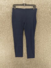 Lauren Ralph Lauren Cropped Side Zip Pants Women 6 Dark Blue Mid Rise Straight