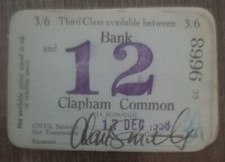 London Passenger Transport Board Third Class Season Vintage Train Ticket 1938