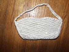 Vintage TIny White Pearls Handbag Clutch Purse Excellent Condition