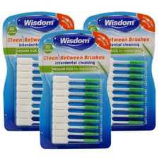 Wisdom Clean Between Interdental Brushes Green Medium - 3 Packs (20 Per Pack)