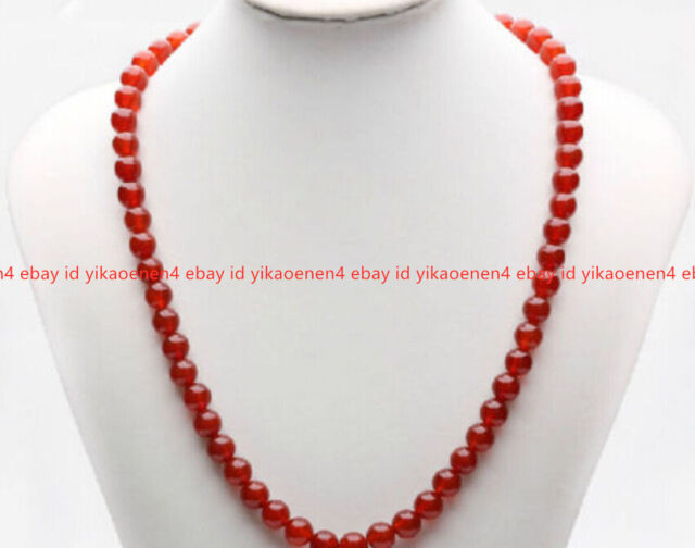 Genuine Natural 8mm Red Agate Round Beads Gemstone Necklace 16-36
