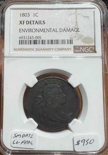1803 DRAPED BUST LARGE CENT SMALL DATE LARGE FRACTION  NGC EXTRA FINE XF