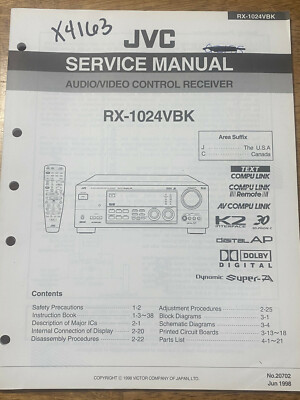 JVC RX-1024VBK Audio / Video Control Receiver Original Service Repair Manual