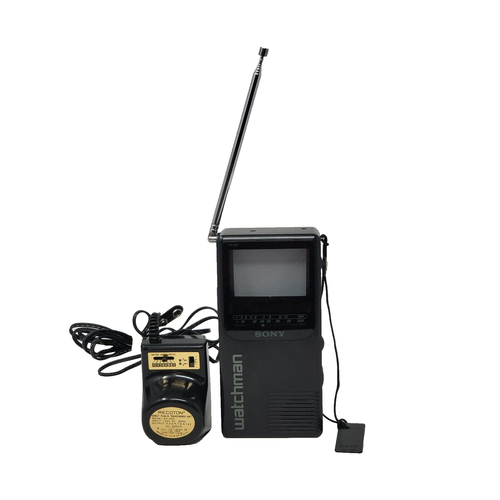 VTG Sony Watchman Black White Portable TV Model FD230 Analog TV