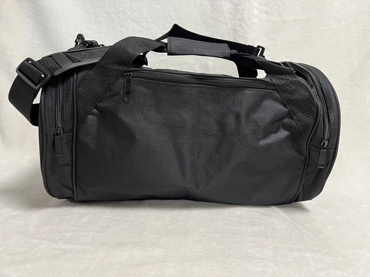 Small Barrel Shaped Duffle Bag w shoulder crossbody strap Black