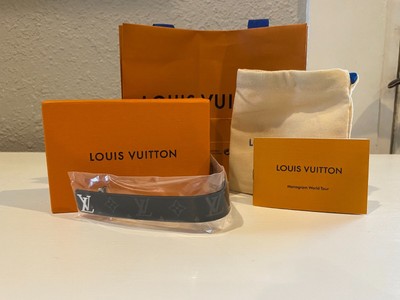 LV Slim Bracelet Men Black Eclipse Monogram Adjustable Size 