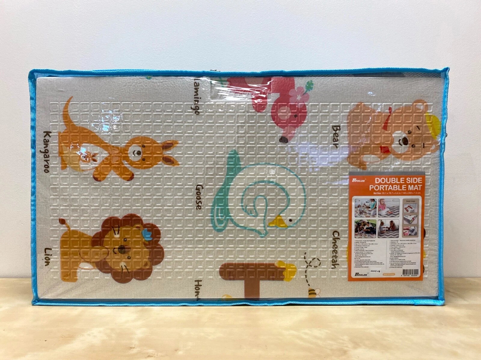 *Pre-owned* Parklon Double-Sided Portable Play Mat "Hello Bear ABC/Zig-Zag"