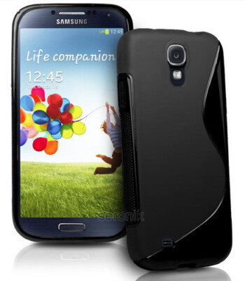 Samsung Galaxy S4 i9500 Schutz Hülle Schwarz Silikon Tasche Bumper Cover S-Line