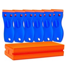 Plastic Razor Blade Scraper Tool, 6 Pcs Razor Scraper with 60 Pcs Plastic Bla...