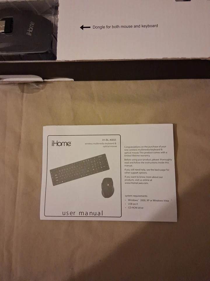 IHome Wireless Keyboard/Mouse Bundle for Windows 10 Bluetooth Black Pre Owned - Image 3 of 4