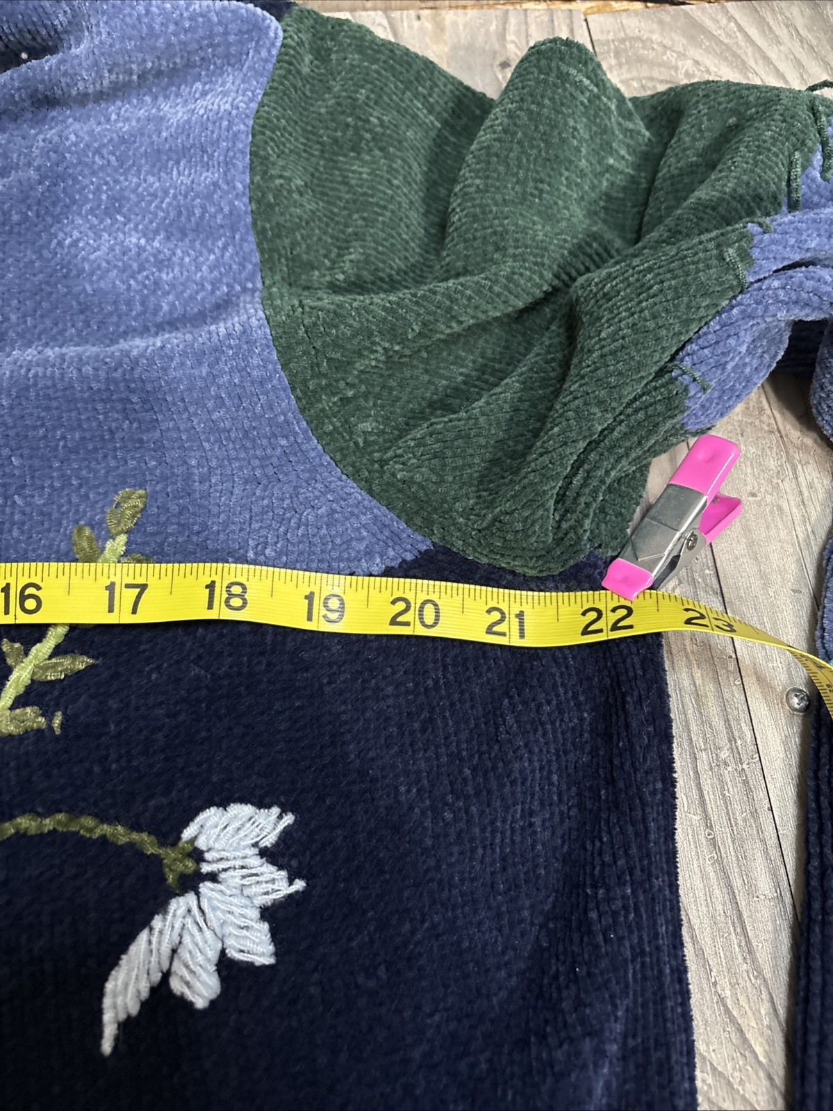 Patchwork Chunky embroidered flower Blue Sweater … - image 11