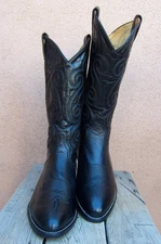TONY LAMA Mens Cowboy Western Dress Boots Black on Black Leather Ranch Size 8.5D