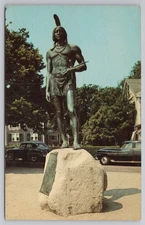Statue of Massasoit in Plymouth Massachusetts c1950s Postcard