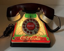 Coca-Cola Light Up Push Button  Telephone Stained Glass Look Lights Up Landline