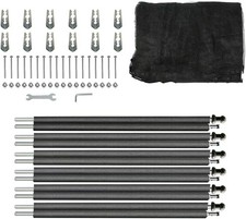 14FT Trampoline Net and Replacemen Poles, with Clamp and Hardware, Enclosure ...