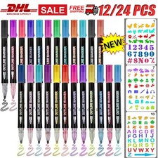 12/24 Farben Outline Stifte Glitzerstifte Mag...