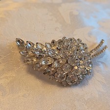 Vtg Juliana D&E Rhodium Plated Leaf Brooch Cl...