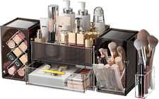 Makeup Organizer for Vanity with Brush Holder, Large Bathroom Countertop Cosmeti