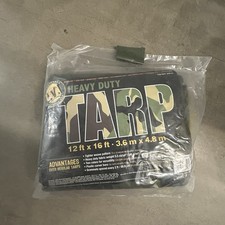 Heavy Duty Tarp 12x16 Camouflage/Green Reversible 5.5 oz Waterproof Grommets