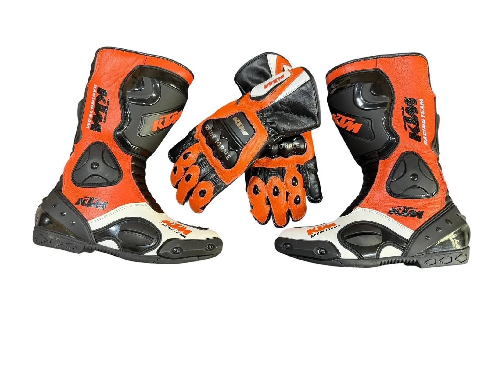 KTM Botas de Motocicleta Cuero Montar Moto Carreras Deportes Zapatos y Guantes CE