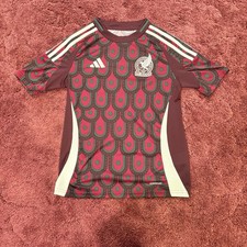 Mexico National Team Adidas Slim Fit Red 2024 Soccer Futbol Jersey Youth Medium