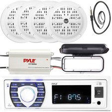 Pyle In-Dash Marine Stereo, 4x 4" Speakers, 4-Channel Amp, Antenna, Radio Cover
