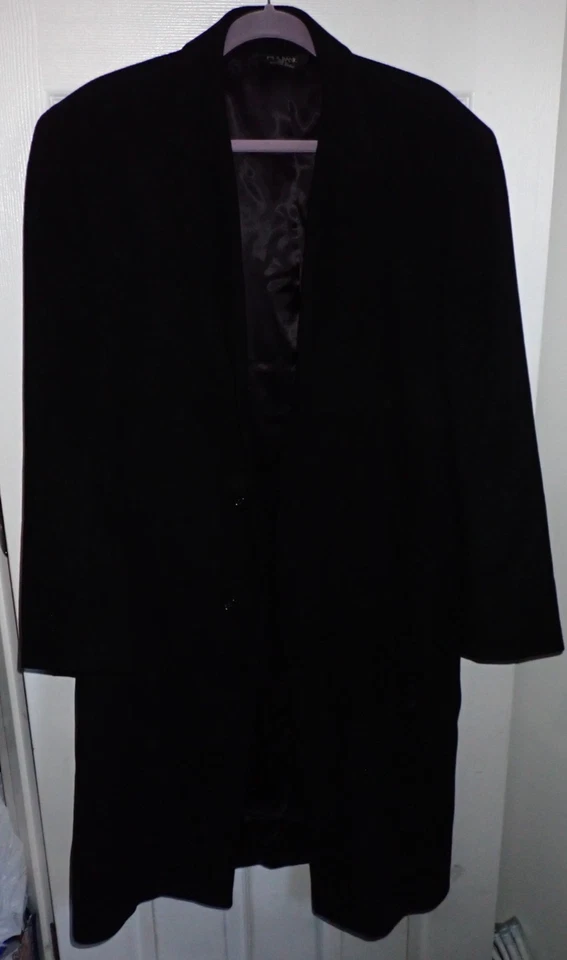 Jos. A Bank Men's 40R Signature Collection 100% Cashmere BLACK Top Coat Overcoat - Image 3 of 4