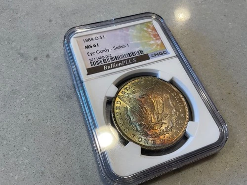 1884 O Morgan Silver Dollar NGC MS 61 Double Sided Toner Bullion Plus Eye Candy