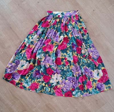 EMANUEL UNGARO Vintage Rock in Midi-Länge mit floralem Muster Gr. 34