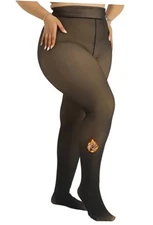 Fleece Lined Tights Women Plus Size, Winter Warm Large-X-Large Black