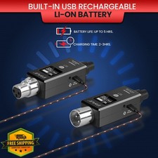 Pyle UHF Wireless XLR Adapter System Mic Transmitter Receiver USB Rechargeable