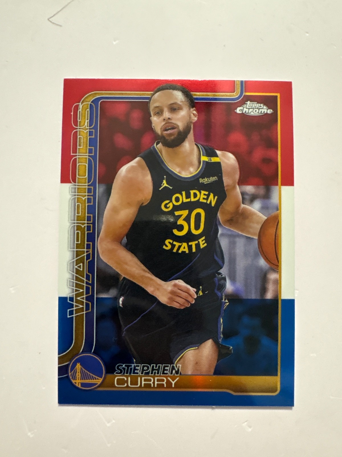 2025 Topps Chrome Steph Curry Red White Blue #201