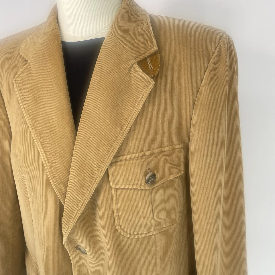 Vintage 70s Cortefiel Yugoslavia Corduroy Blazer Leather Elbow Patches 46R - Image 4 of 4