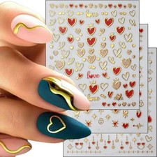 Heart Nail Art Stickers Valentines 3D Self Adhesive Love Heart Nail Stickers3