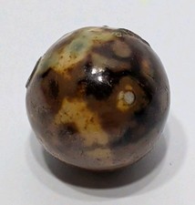   ANTIQUE  German Bennington Hard Clay Marble Size  " Brown Primitive