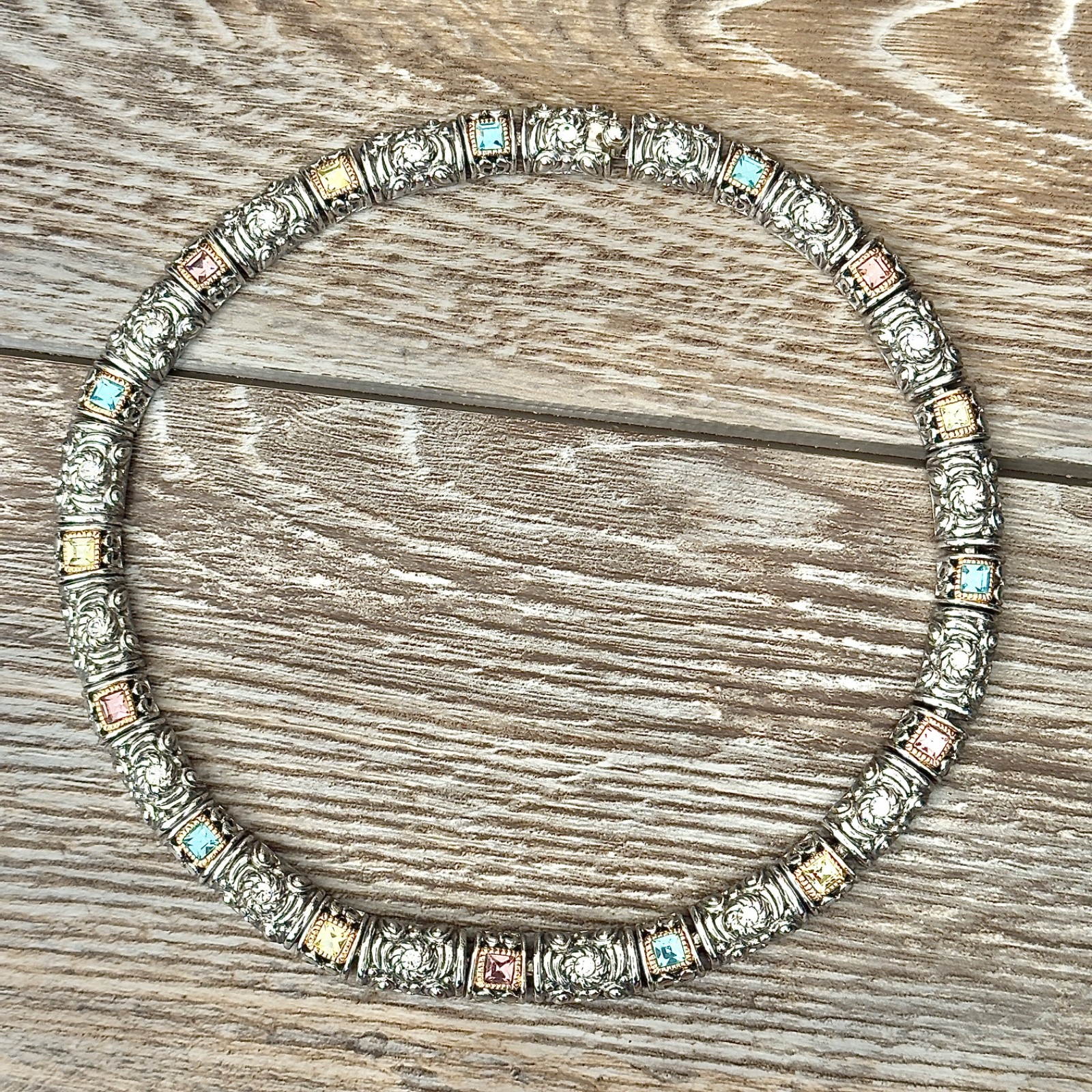 Ornate Multicolor Rhinestone Statement Choker Nec… - image 1