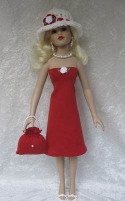 Made to fit KITTY COLLIER #08 Dress, Hat, Purse, Necklace & Earring, Clothes Set