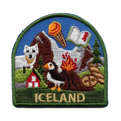 Iceland World Showcase Travel Patch Souvenir Volcano Vacation Embroidered Iron O