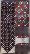 Geoffrey Beene 100% Silk Geometric Brocade Red Blue Tie Made In USA