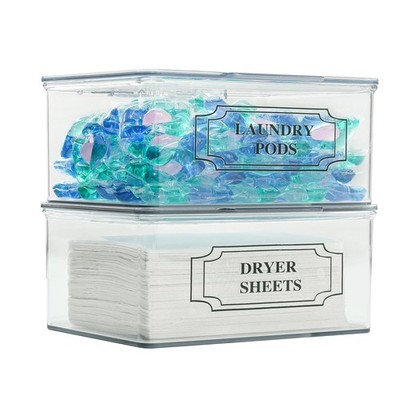 SSTATES Clear Acrylic Dryer Sheets Holder, Flip-top Laundry Pods Container wi...