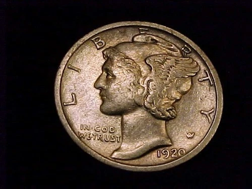 1920-S Mercury Dime, Fine Grade.