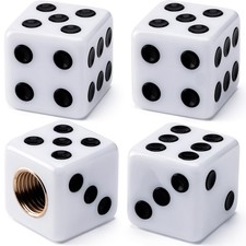 Meajoo 4pcs Dice Shape Tire Valve Stem Caps Universal 4 Pcs - White