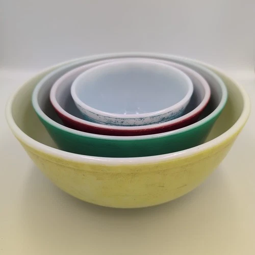 Vintage Pyrex Primary Colors Nesting Mixing Bowls 401/402/403/404 Pre-Loved