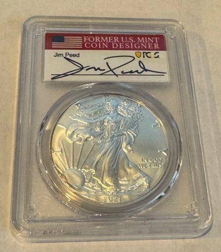 2021-S T1 American Silver Eagle PCGS MS70 Peed Sig label #005