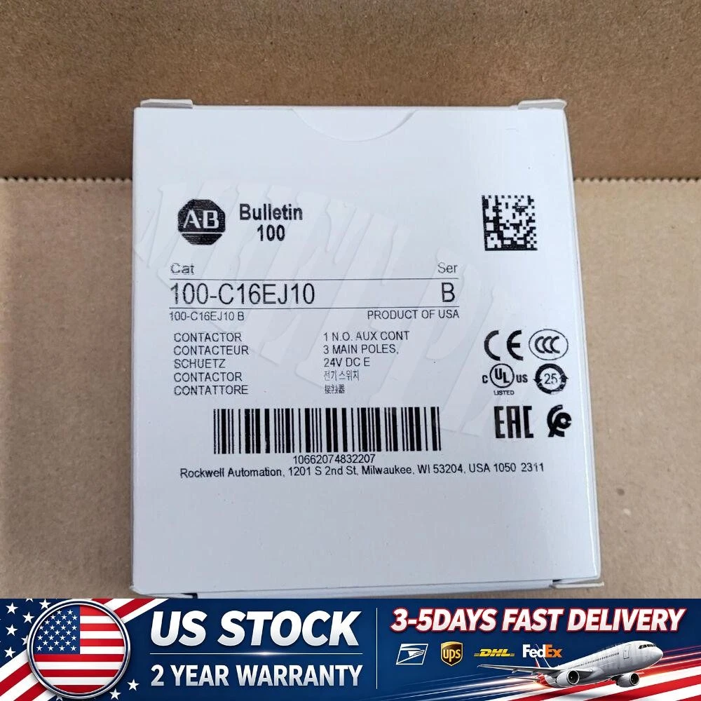 1Pc New Allen-Bradley 100-C16EJ10 Contactor, 24v DC Coil